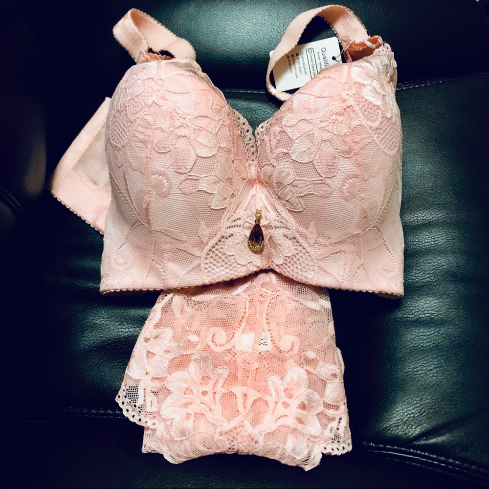 NWT BRA & PANTY D set Blush pink longline M-XXL pale pink bundle strong support - Picture 11 of 11